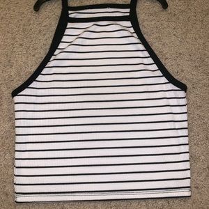 Black and White Striped Forever 21 tank top